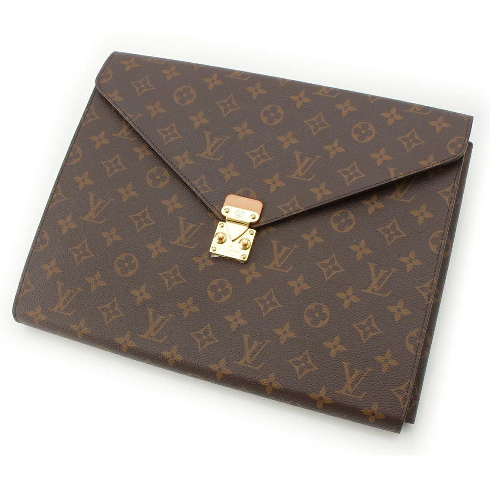 Louis Vuitton Leather Monogram F Mark Clutch Bag Brown